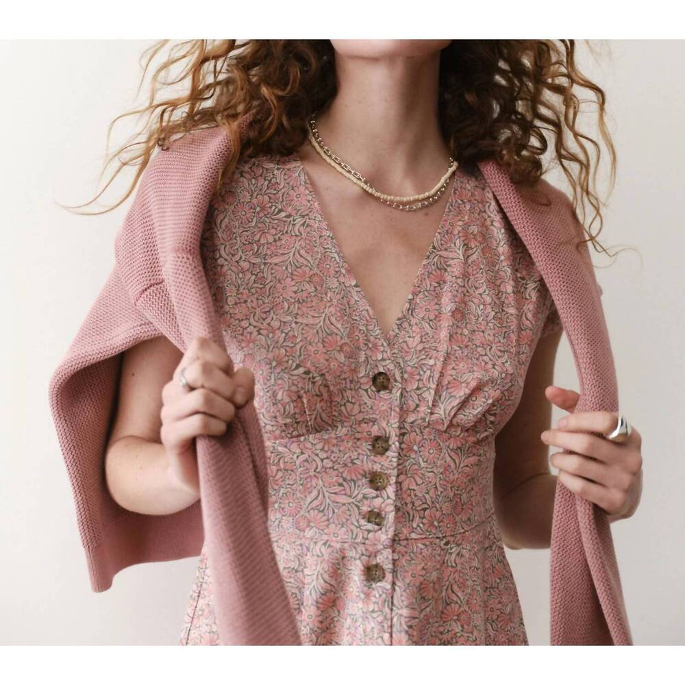 NEW MARINE LAYER camila mini dress in pink floral - Picture 5 of 7